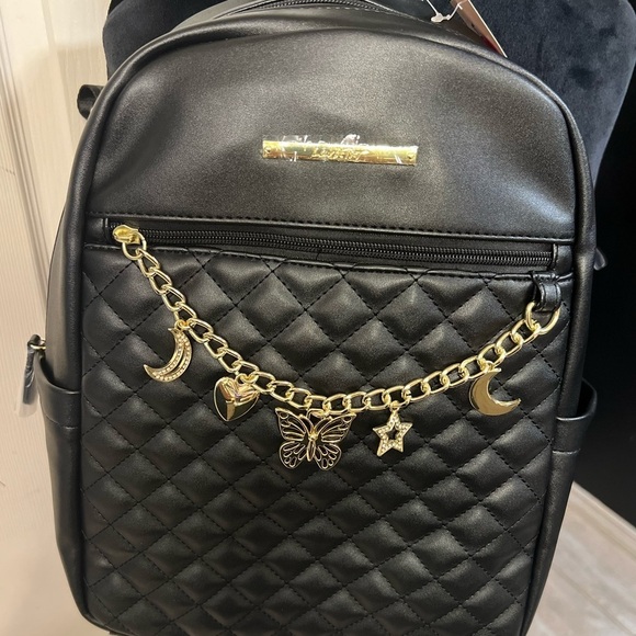 ??NWT- LUV BETSEY BY Betsey Johnson Faux Leather Quilted Charm BACKPACK ?? main image 9